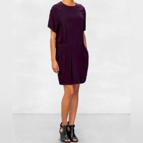& Other Stories Dress Burgundy Pleated Front Dress Pockets • NEW WITH TAGS • - Picture 9 of 11